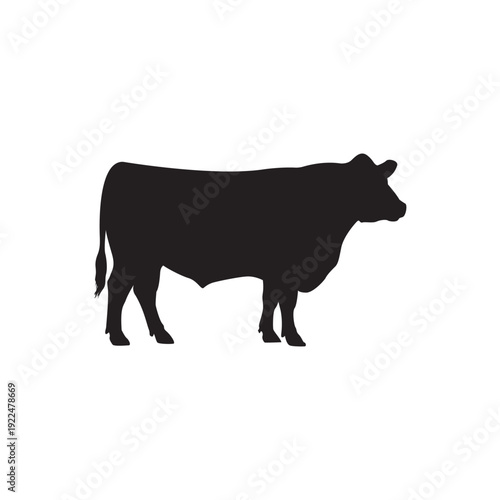 Cow silhouette. Solid cattle profile suited for dairy and beef branding, farm to table labels, agricultural packaging, livestock signage, and rustic logo designs in vector form.