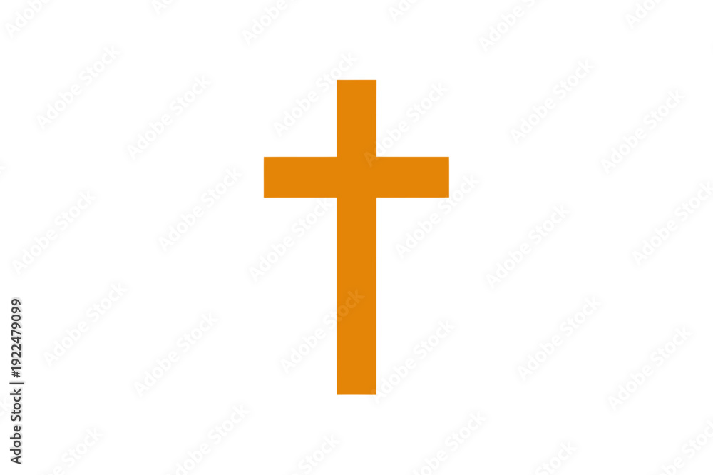 Fototapeta premium A simple orange cross symbol on a white background