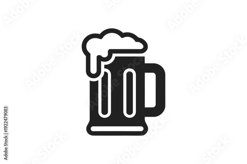 A minimalist vector graphic of a foamy beer mug icon