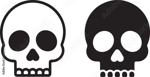 .Skull icon. Symbol of poison and danger. Pirate flag attribute. Isolated vector illustration on white background.