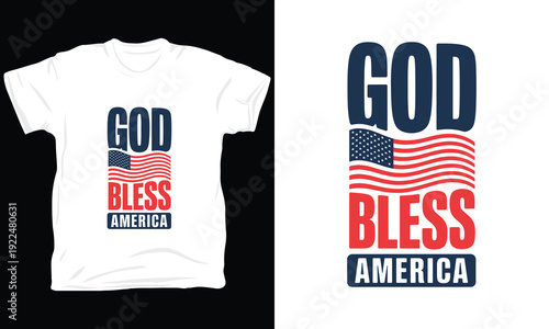 America vector illustration with stylized american flag and text bless america design
