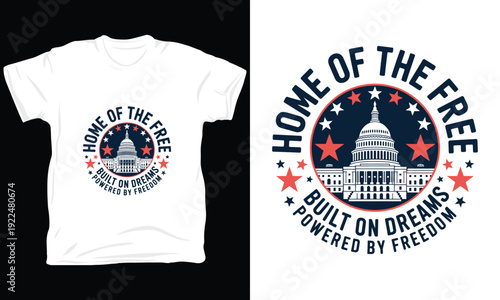 Home of free vector illustration with united states capitol building and stars design