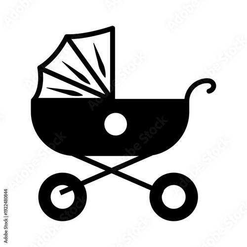 baby carriage vector illustration glyph icon design