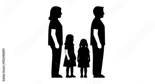 Silhouette of Family Standing Together.