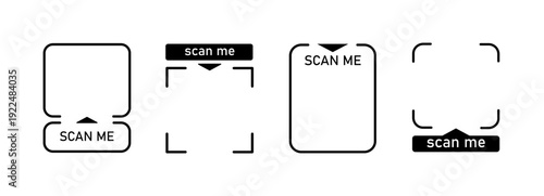 Set with scan me icon for qr code. Scanner border shape. Screen of frame scanner for mobile phone. Vector illustration