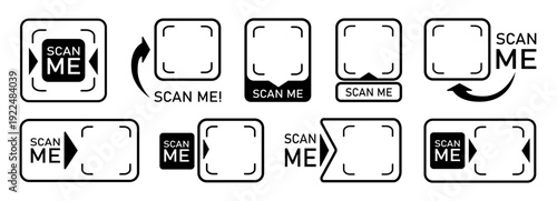Set with scan me icon for qr code. Scanner border shape. Screen of frame scanner for mobile phone. Vector illustration