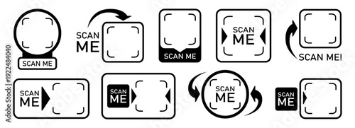 Set with scan me icon for qr code. Scanner border shape. Screen of frame scanner for mobile phone. Vector illustration