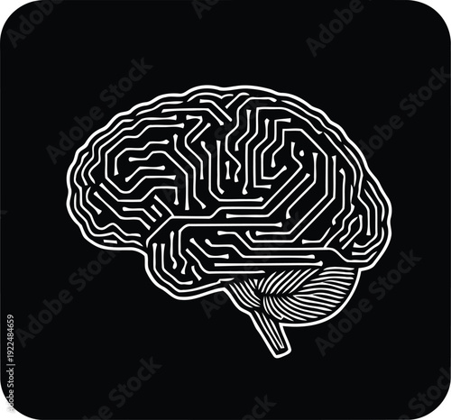 Brain Circuit Board Technology Concept