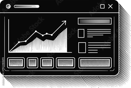 Business Data Chart Growing Upward on Screen Interface