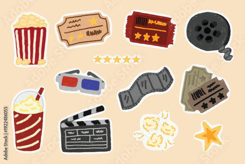 Movie and Film Sticker Illustration Collection