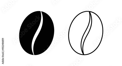Minimalist coffee bean and cup illustration, elegant black and white design Vector