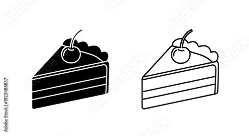 Delicious chocolate and strawberry cake pie illustration in black and white Vector