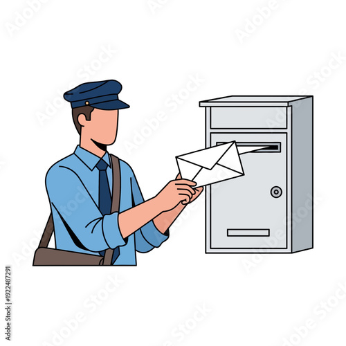 Postman Delivering Mail to Mailbox