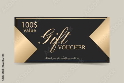 A template for a $100 gift certificate. Vector illustration.