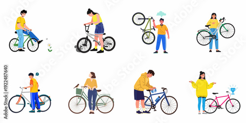 Fotografie People and Bicycles: Diverse Cycling Activities, from Leisure Rides to Maintenan