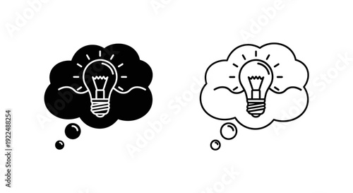 Lightbulb thought bubble idea concept illustration Vector