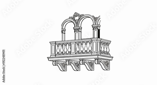 Ornate balcony with arches and decorative supports