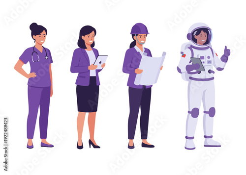Women in Different Professions Career Diversity Vector