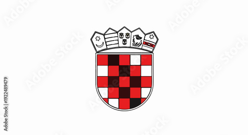 National emblem with checkerboard shield and crowned crest