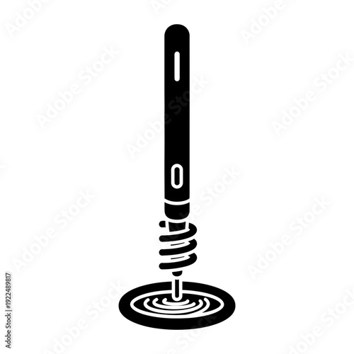 Immersion heater icon for heating liquid in black silhouette style