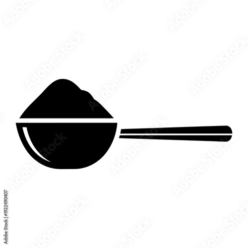 Measuring scoop with powder silhouette icon for cooking, baking, or supplements