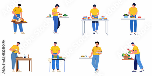 Man Preparing Sandwiches and Meals: A Step-by-Step Culinary Journey, showcasing healthy ingredients and home cooking processes.