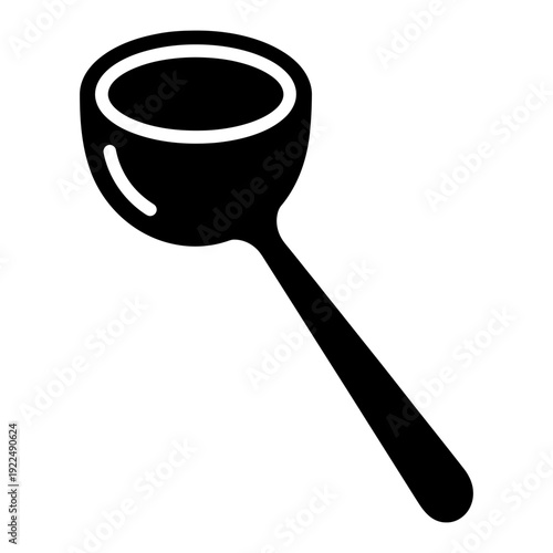 Ladle icon for cooking and serving kitchen utensil minimalist black silhouette