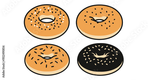 Bagels Line art abstract clean style illustration