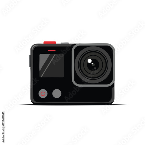 Digital Action Camera on White Background