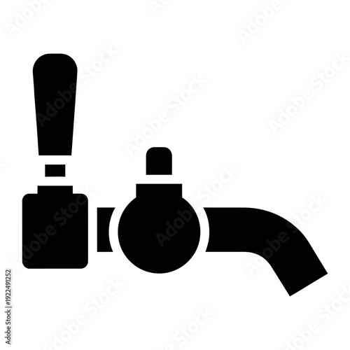 Beer tap icon black silhouette. Draft beer dispenser graphic symbol for pub or bar.