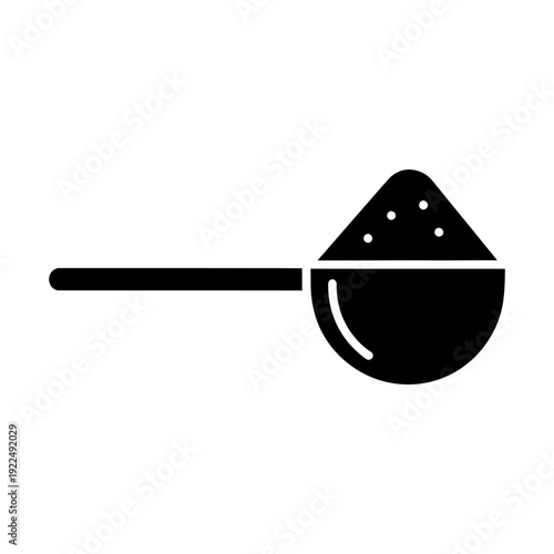 Measuring Spoon Icon Filled with Powder, Scoop Silhouette Vector