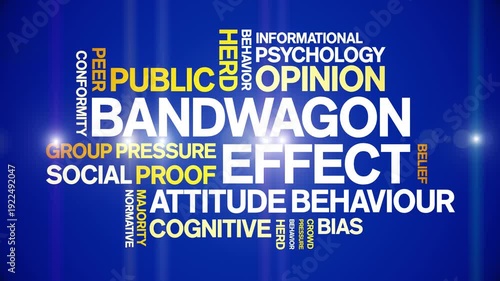 Bandwagon Effect animated word cloud-text design animation tag kinetic typography seamless loop.