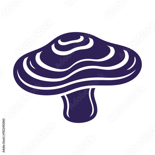 Stylized mushroom illustration with wavy pattern cap isolated on white