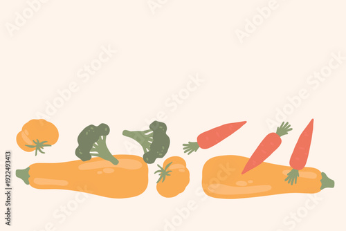 Art & Illustration  Flat Vector Carrot and Zucchini Illustration Fresh Organic Vegetables Design