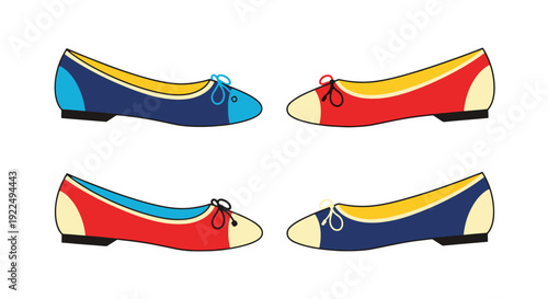 Ballet Flats Line abstract digital color vector