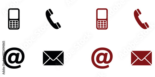 Business Contact Icon Set with Phone Email and Mobile Symbol for Communication Design Vector Illustration.