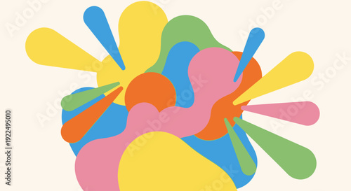 Vibrant abstract colorful paint splashes on white background.