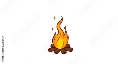 campfire, fire, flame, bonfire, camping, cartoon, illustration, outdoor, nature, camp, wood, logs, burning, heat, warm, night, adventure, forest, wilderness, travel, holiday, vacation, picnic, surviva