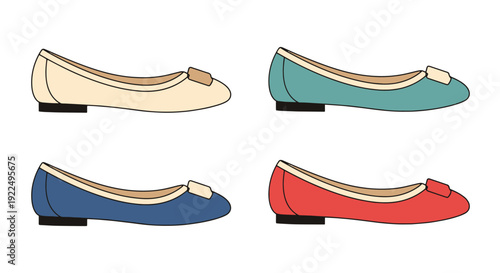 Ballet Flats Line modern soft tone illustration