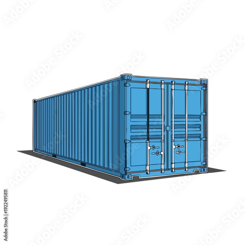 Modern Blue Shipping Container for Storage and Cargo Transport
