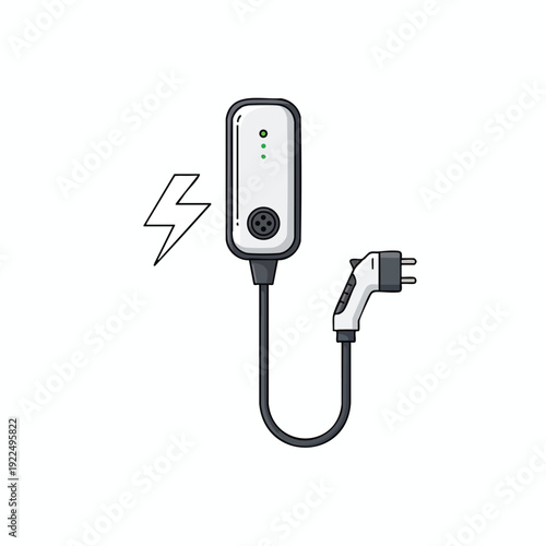 Electric Vehicle Charging Station with Power Indicator and Plug