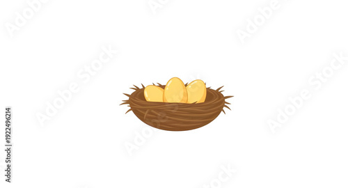 nest, eggs, icon, isolated, bird, nature, wildlife, spring, hatch, family, home, shelter, incubation, breeding, motherhood, care, protection, organic, natural, rural, forest, tree, branch, straw, twig