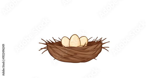 nest, eggs, icon, isolated, bird, nature, wildlife, spring, hatchling, family, home, shelter, incubation, breeding, parenting, care, protection, natural, rural, countryside, forest, branch, straw, twi