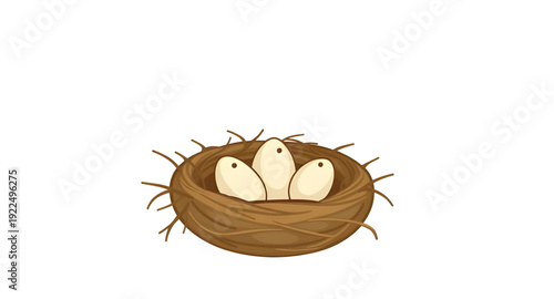 nest, eggs, icon, isolated, bird, nature, wildlife, spring, hatchling, family, home, shelter, incubation, breeding, parenting, care, protection, natural, rural, forest, branch, straw, twigs, illustrat