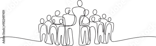 Diverse crowd of people in continuous line drawing style with simple black lines .Crowd People Continuous Line Drawing on white background for social media illustration