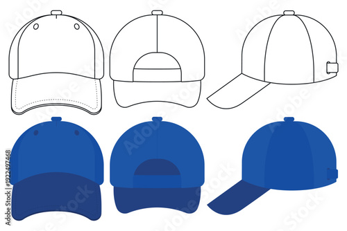 Baseball Cap Side Front Back View
