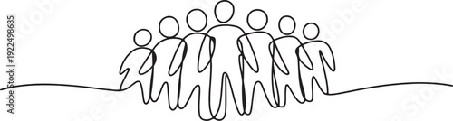 Diverse crowd of people in continuous line drawing style with simple black lines .Crowd People Continuous Line Drawing on white background for social media illustration