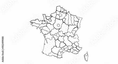 Outline map showing French administrative regions with borders