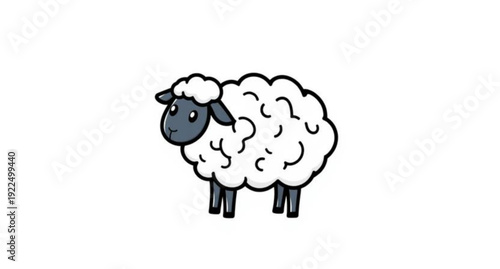 sheep, icon, isolated, animal, farm, livestock, wool, fluffy, cute, cartoon, illustration, vector, symbol, logo, graphic, design, flat, minimal, outline, lineart, silhouette, white, rural, agriculture