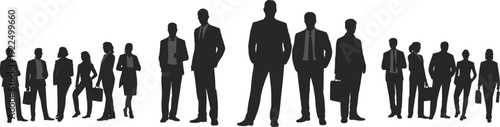 Business people silhouettes group corporate professionals team executives managers standing isolated on white background concept